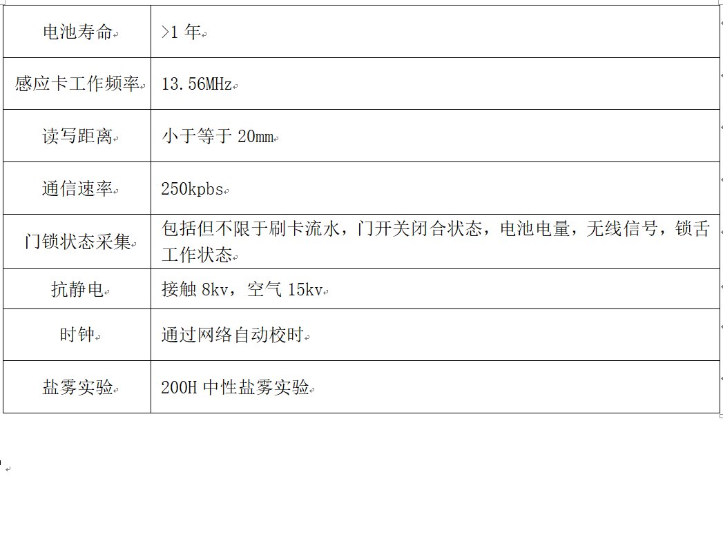 無線聯(lián)網(wǎng)門鎖電池參數(shù)